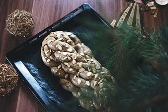 Traditional Czech Vánočka Christmas Bread with Almonds