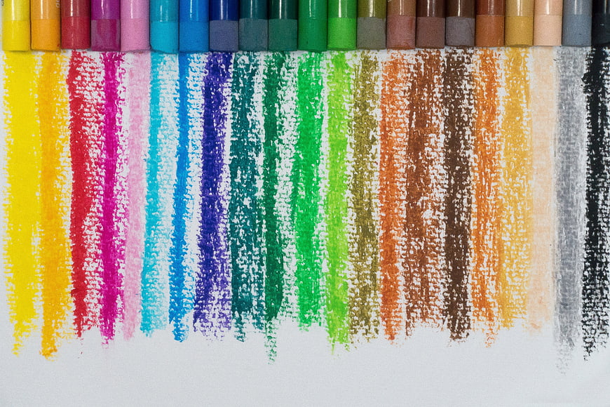 Colorful Oil Pastel Swatches On White Paper Background
