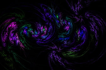 Abstract Neon Fractal Art with Purple and Green Swirls
