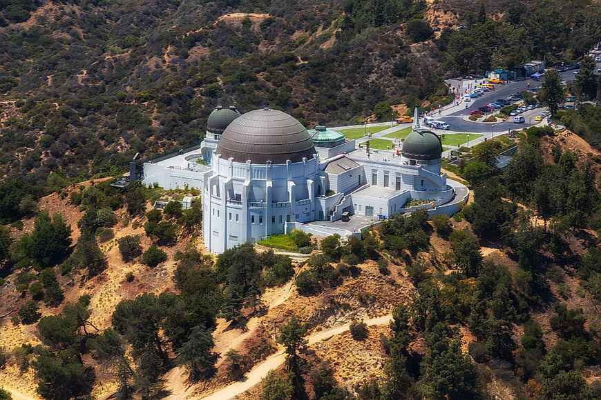 Aerial View of Griffith Observatory on Hillside in Los Angeles