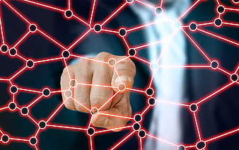 Businessman Hand Touching Digital Network Connection Concept
