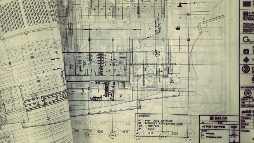 Architectural Blueprint and Engineering Construction Plan