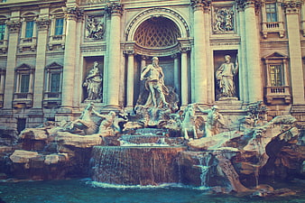 Trevi Fountain Rome Italy Baroque Architecture and Sculptures