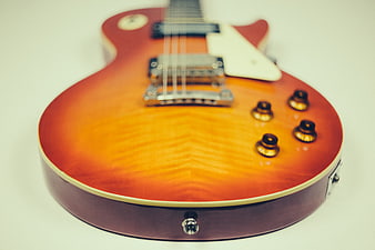 Close-up of Vintage Sunburst Electric Guitar Body