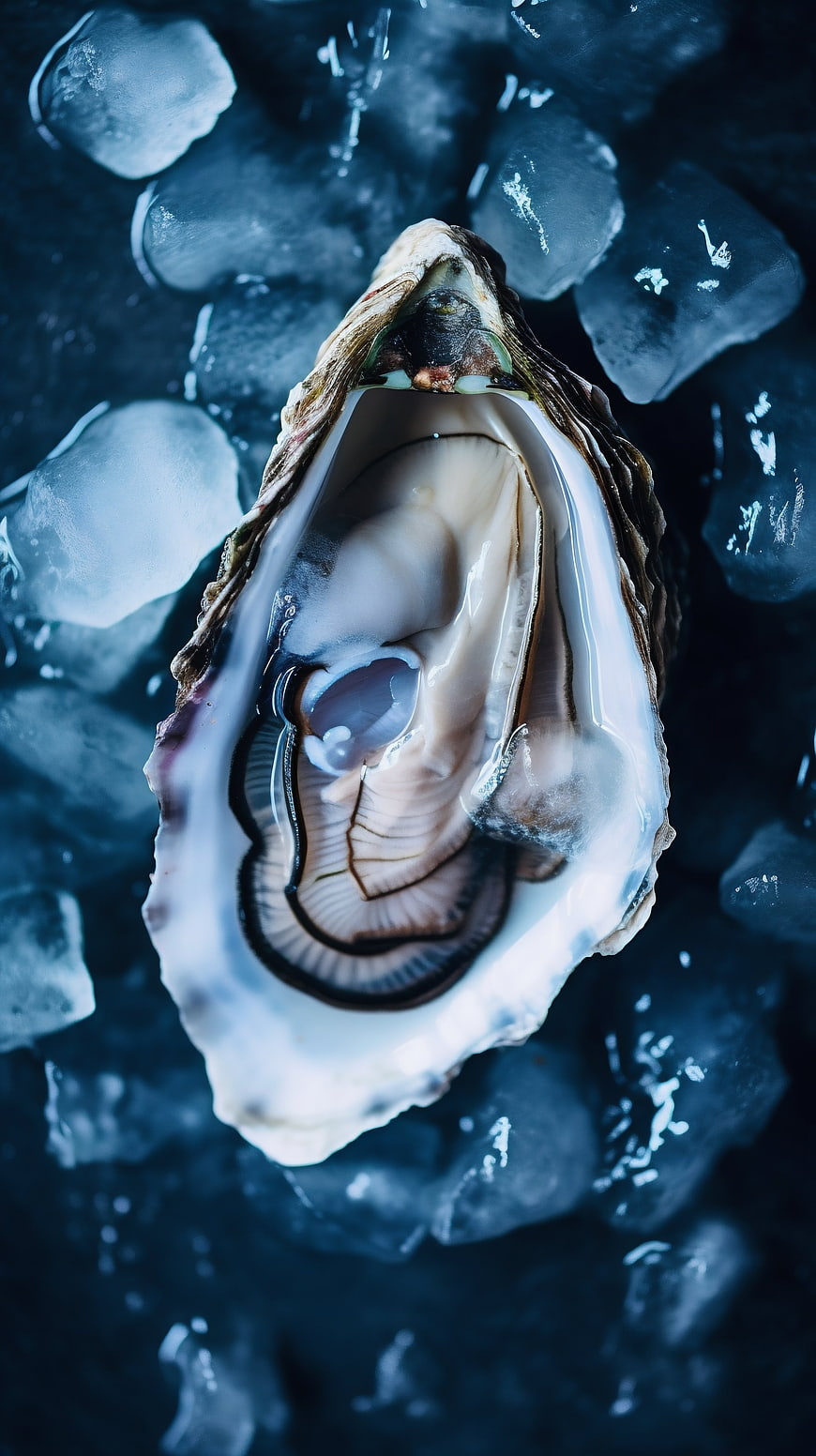 Fresh Oyster on Ice Close-Up