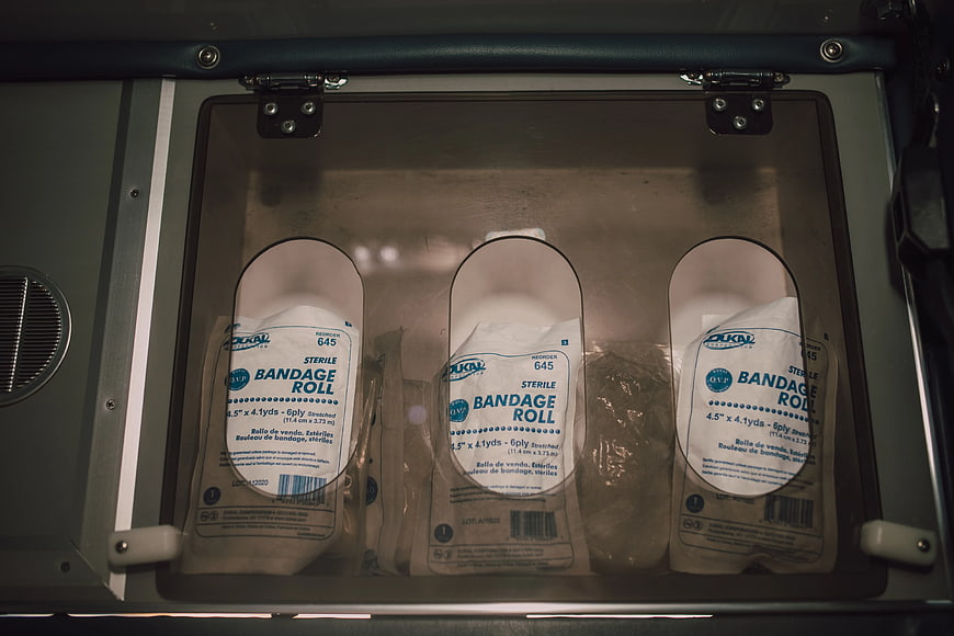 Sterile Bandage Rolls in Medical Storage Compartment
