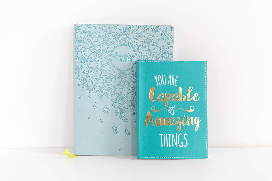 Inspirational Journal and Planner on White Background