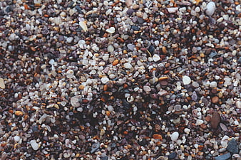 Close-up texture of multi-colored pebbles and small stones on a beach