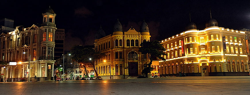 Historic Architecture In Recife, Pernambuco, Brazil At Night