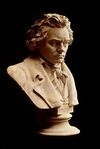 Marble bust of Ludwig van Beethoven on black background