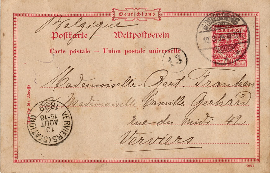 Vintage German Postcard Address Side With 1899 Postmark
