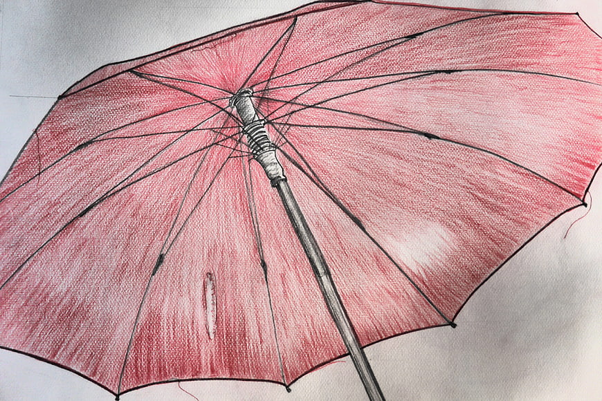 Red Umbrella Sketch Drawing