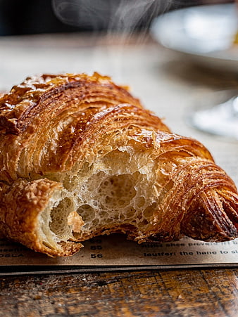Close-up of Freshly Baked Flaky Croissant