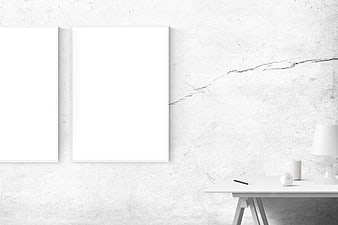 Minimalist White Poster Mockup on Concrete Wall