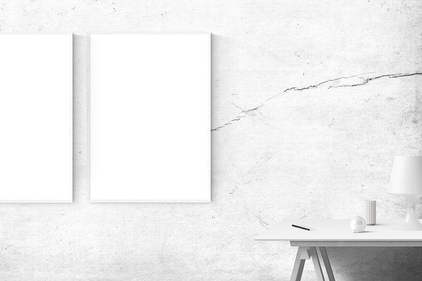 Minimalist White Poster Mockup on Concrete Wall