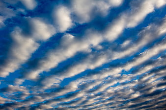 Dramatic altocumulus clouds in a vibrant blue sky
