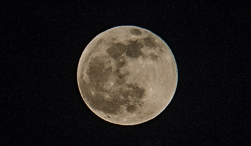 Full Moon in Night Sky with Craters