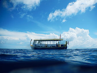 Traditional Thai Longtail Boat on Blue Ocean