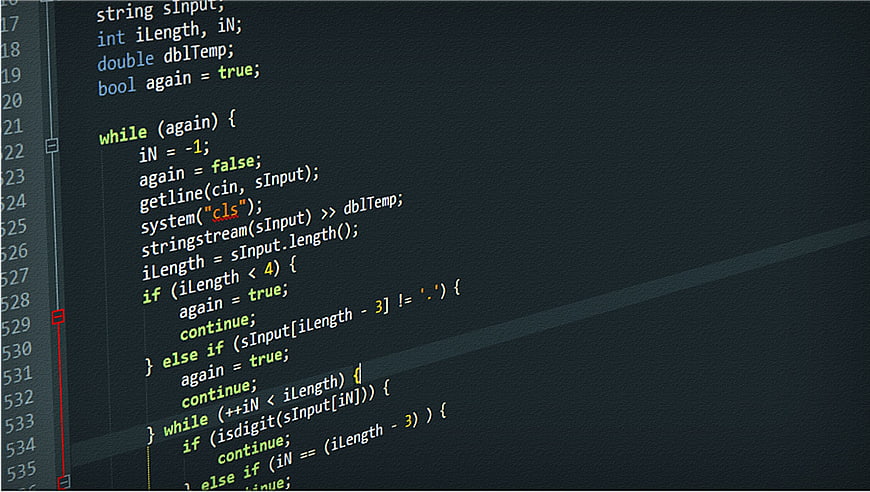 C++ Source Code Snippet on Dark Screen