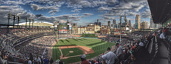 Panoramic View of Comerica Park Baseball Stadium Detroit Skyline