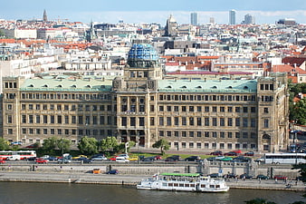 Prague Cityscape with Vltava River and Historic Architecture