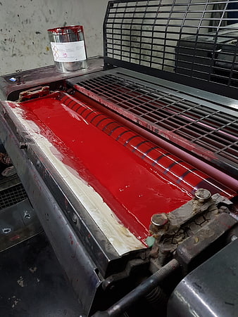 Industrial Roller Coater Machine with Red Paint