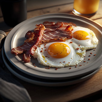 Sunny Side Up Eggs and Bacon Breakfast Plate