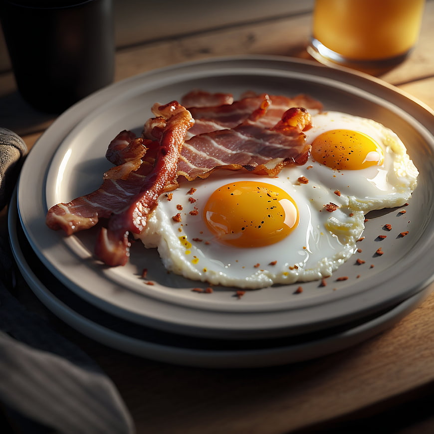 Sunny Side Up Eggs and Bacon Breakfast Plate