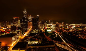 Night Cityscape with Long Exposure Light Trails