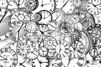 Abstract black and white clock pattern background