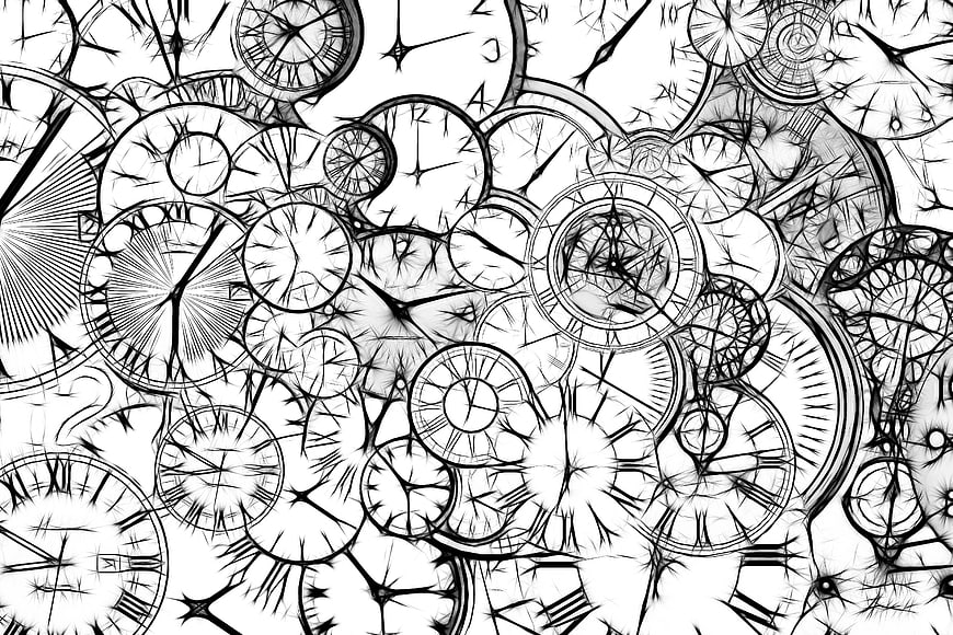Abstract black and white clock pattern background