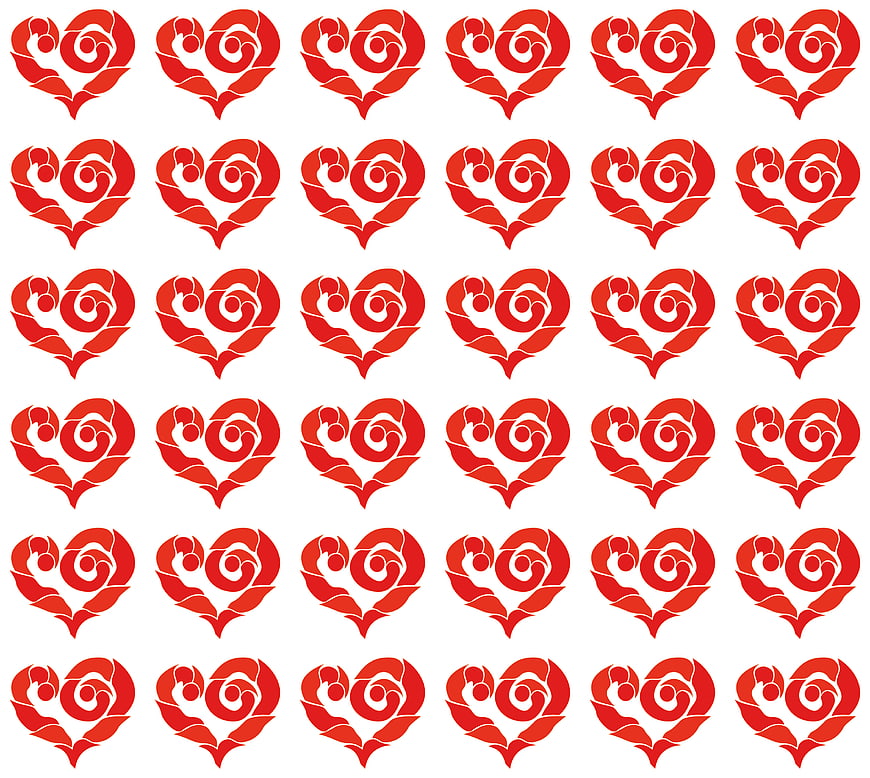 Seamless red heart pattern on white background