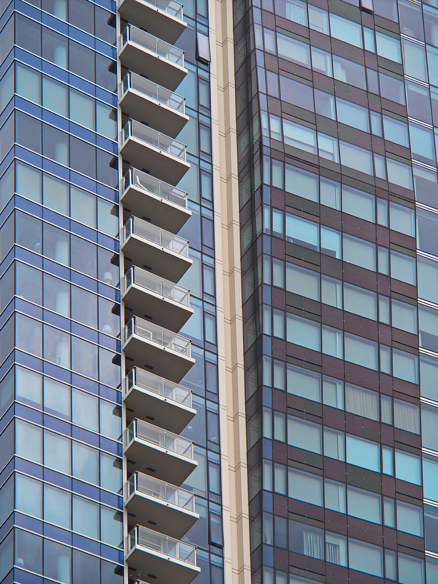 Modern High-Rise Apartment Building Facade with Balconies