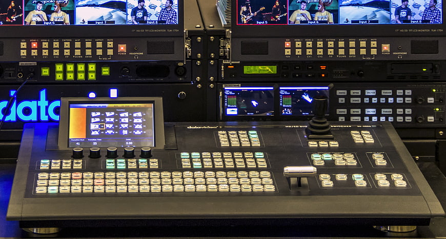 Professional Video Switcher Console in Broadcast Control Room