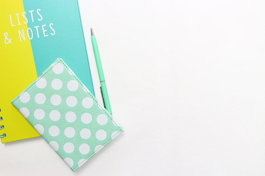 Colorful Stationery Flat Lay with Copyspace