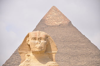 Great Sphinx of Giza with Pyramid Background