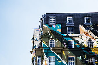 Colorful Abstract Mural on Historic London Building Facade