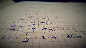 Handwritten Physics Equations On Grid Notebook Paper
