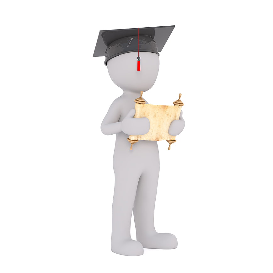 3D White Graduate Figure Holding Diploma Scroll
