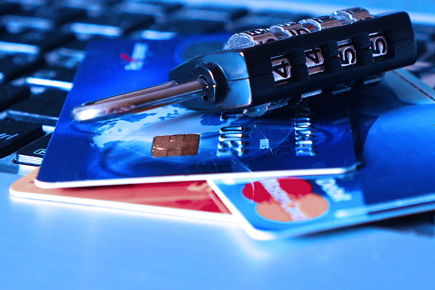 Credit Cards with Combination Lock on Keyboard