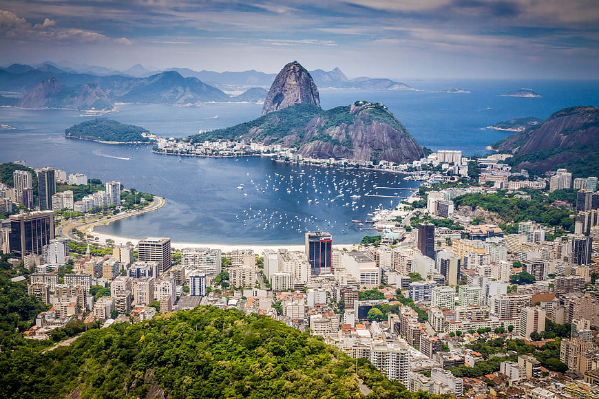 Aerial View of Rio de Janeiro, Brazil with Sugarloaf Mountain