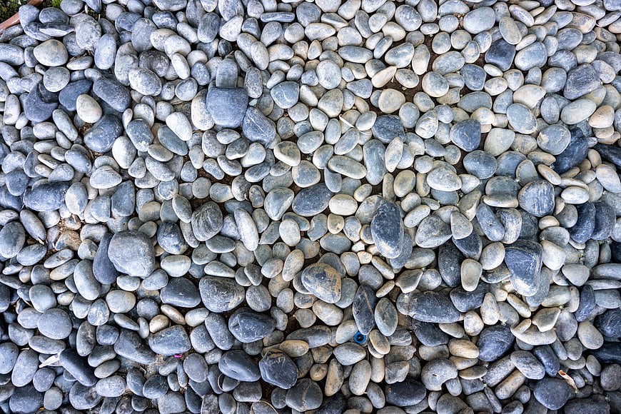Top View of Smooth Blue and Gray River Stones