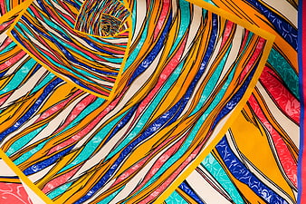 Vibrant Abstract Textile Pattern with Swirling Colors