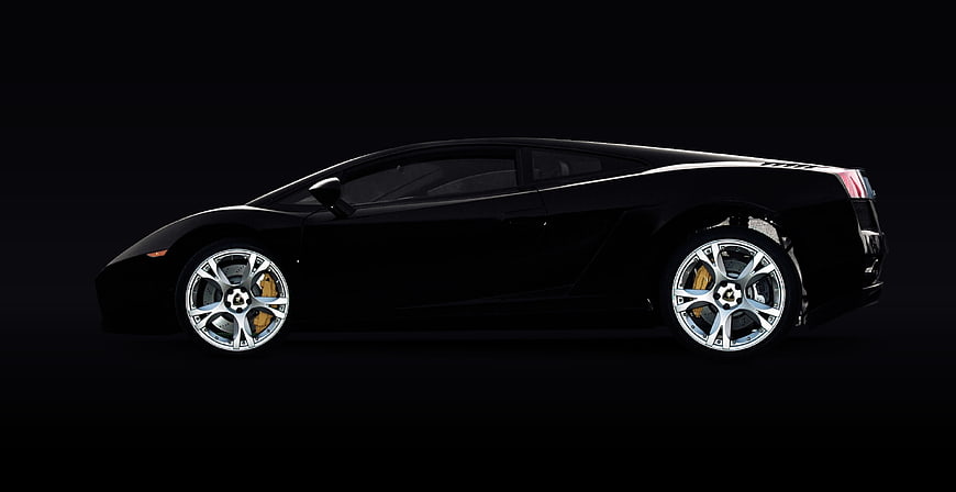 Black Lamborghini Murcielago Side Profile on Dark Background
