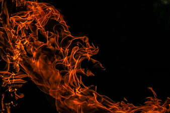 Abstract Orange Flames on Black Background