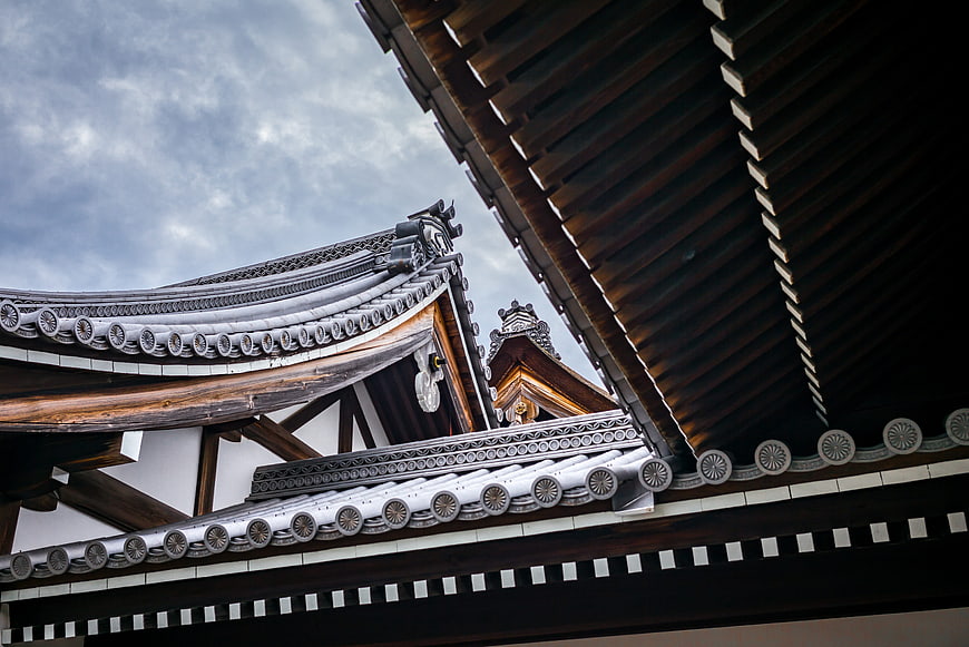 Traditional Japanese Temple Roof Architecture Detail
