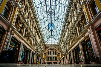 Grand Glass Ceiling of Historic Shopping Arcade Interior