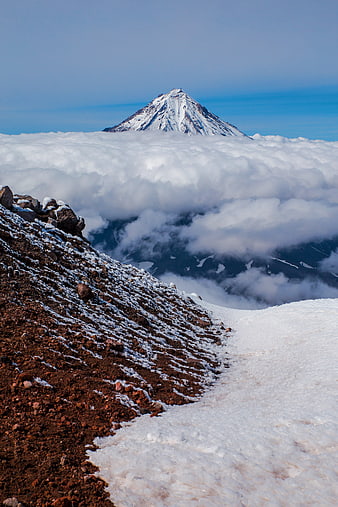 Koryaksky Volcano Rising Above Sea of Clouds