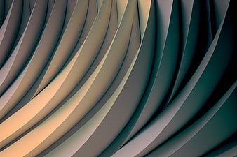 Abstract 3D Render of Curved Layers with Teal and Gold Gradient