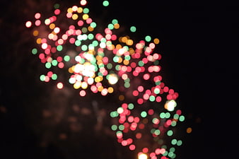 Abstract Bokeh Fireworks Lights on Black Background